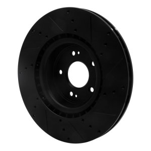 Hyundai Genesis Coupe Brake Rotor (1) - Front Left - R1 Concepts - Drilled & Slotted - Black - `10-`16